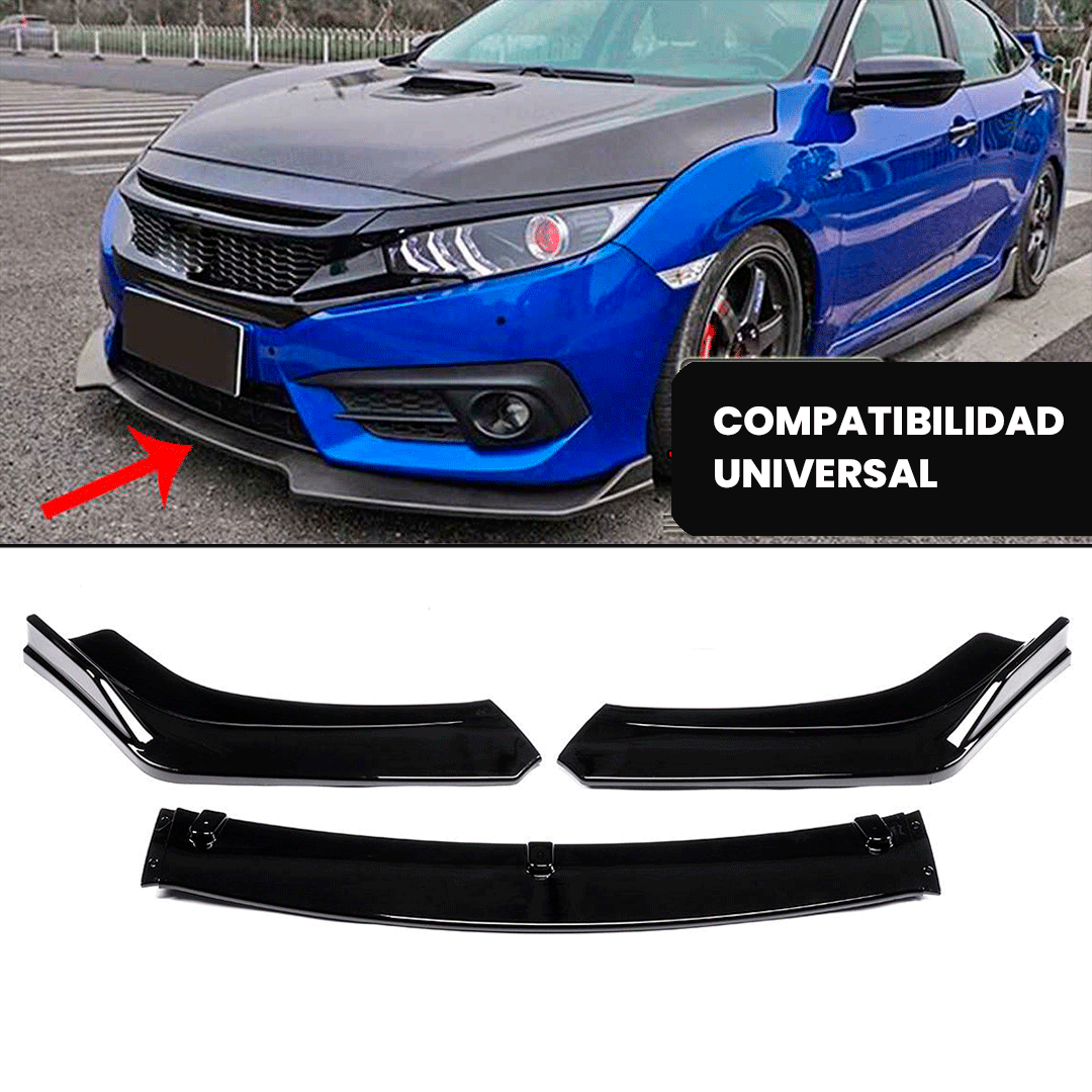 Lip de Facia Delantero 3 Piezas Negro Universal