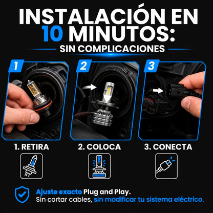 Focos LED Zafiro Dual: Blanco Potente + Amarillo Rompe-Niebla (Juego)