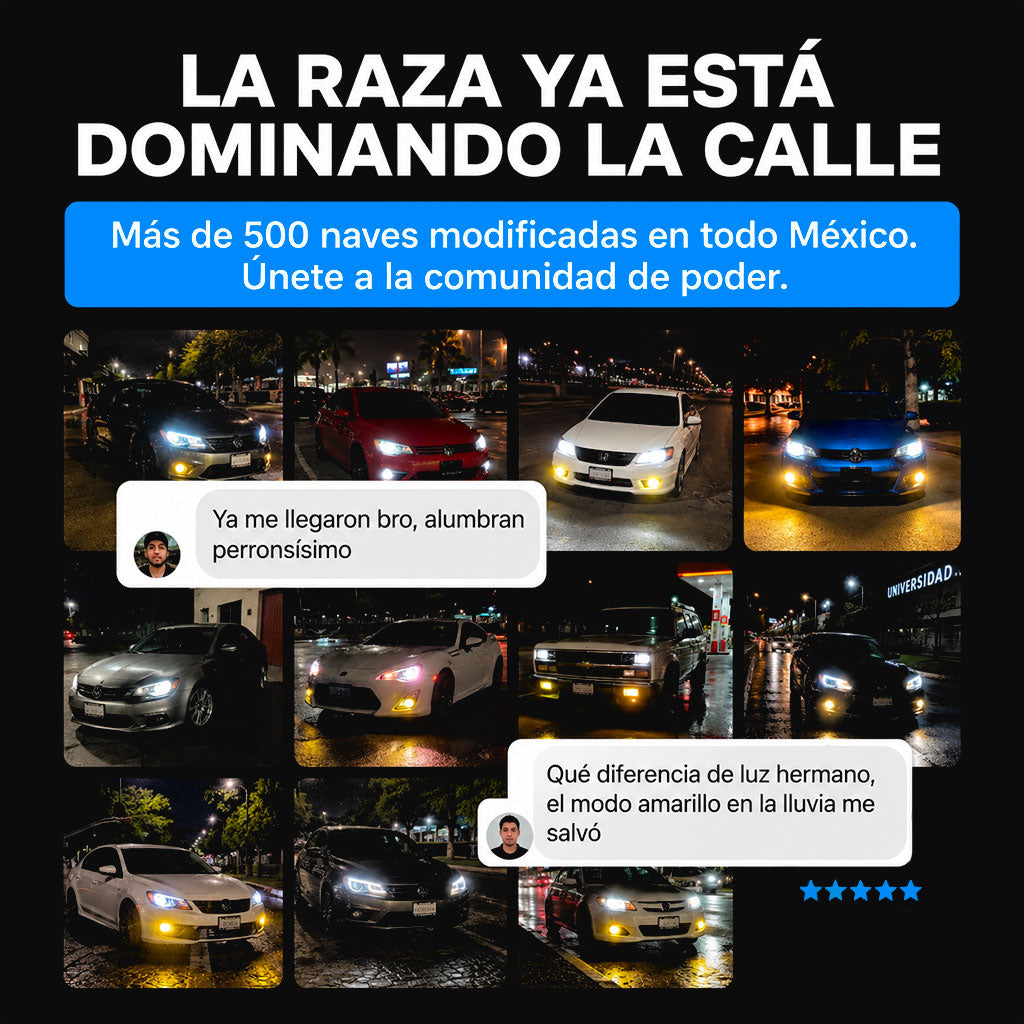 Focos LED Zafiro Dual: Blanco Potente + Amarillo Rompe-Niebla (Juego)