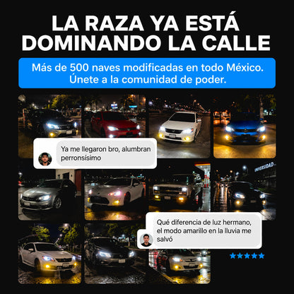 Focos LED Zafiro Dual: Blanco Potente + Amarillo Rompe-Niebla (Juego)